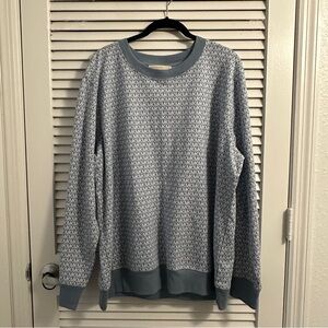 NWT Michael Kors Monogram Crewneck Sweater in Light Blue Size Large